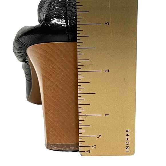 LANVIN Leather Ruched Round Toe Block Heels 37 - Picture 8 of 11